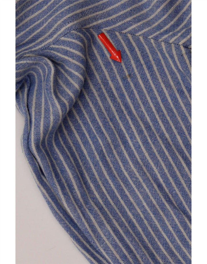 Crew Clothing Camicia da uomo in lino gessato blu medio