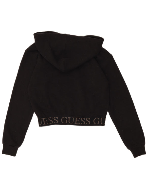 Felpa con cappuccio grafica corta da donna Guess UK 4 XS poliestere nero