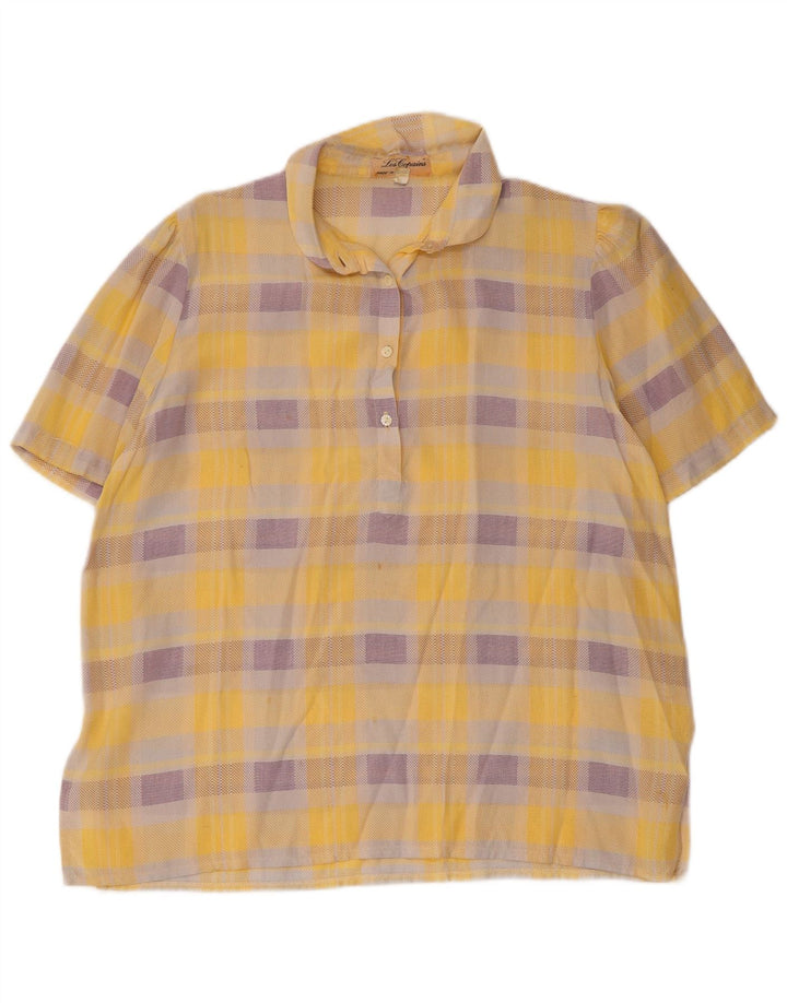 Camicia pullover a maniche corte da donna Les Copains UK 14 grandi quadri gialli