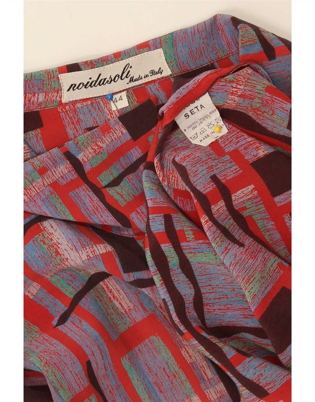 Camicetta camicia oversize da donna vintage IT 44 Medium multicolore geometrica