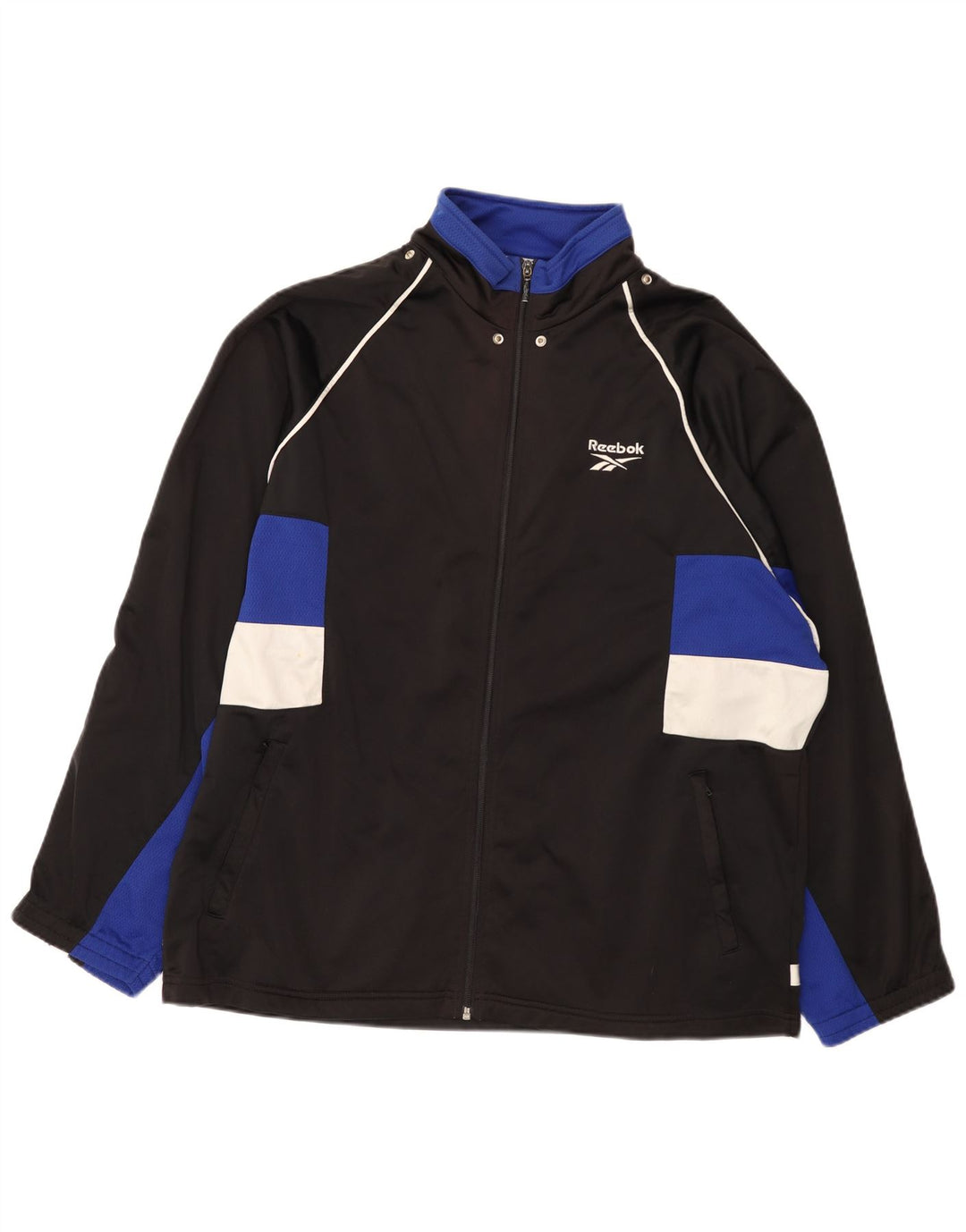 Giacca da ginnastica Reebok da uomo con grafica, grande, in poliestere color block nero