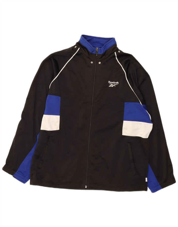 Giacca da ginnastica Reebok da uomo con grafica, grande, in poliestere color block nero
