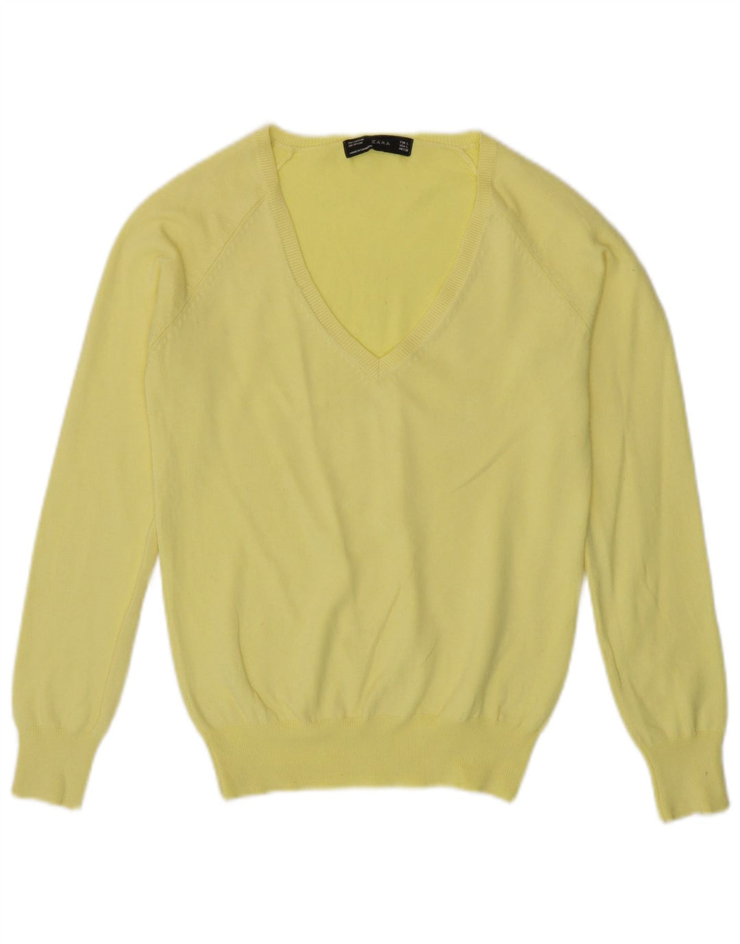 Maglione con scollo a V da donna Zara UK 14 grande giallo