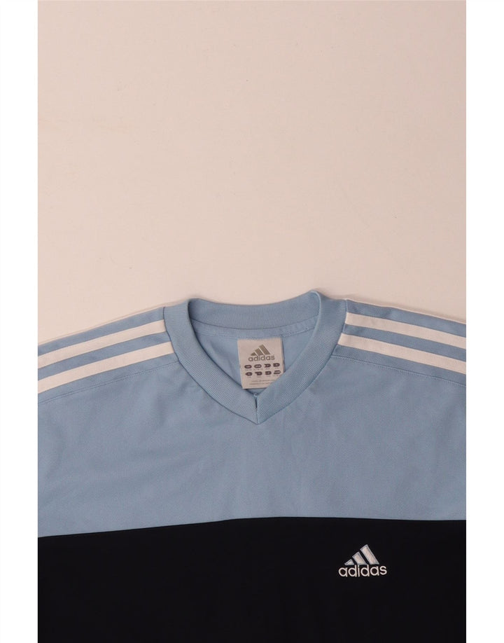 T-shirt da uomo ADIDAS Top UK 34/36 Small Blu Colourblock in cotone