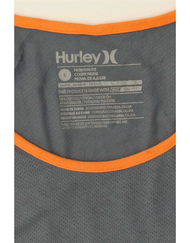 Canotta da uomo Hurley Premium Fit, grande, in cotone a righe grigie