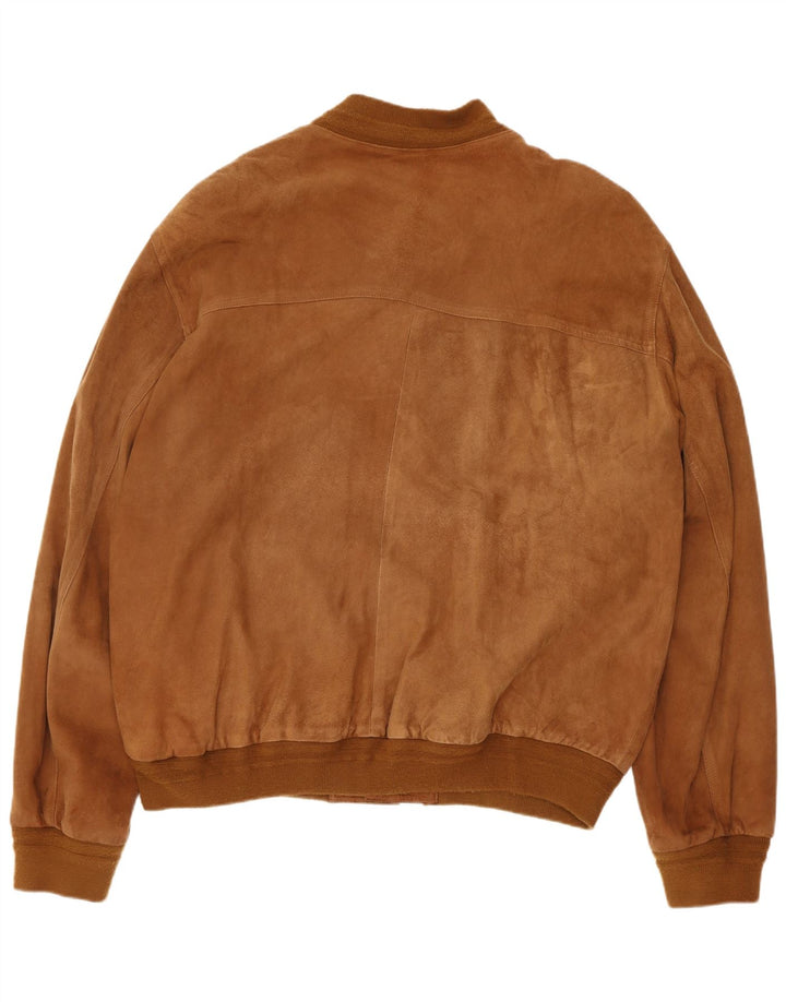 Giubbotto bomber vintage in pelle scamosciata da uomo IT 54 2XL in pelle marrone