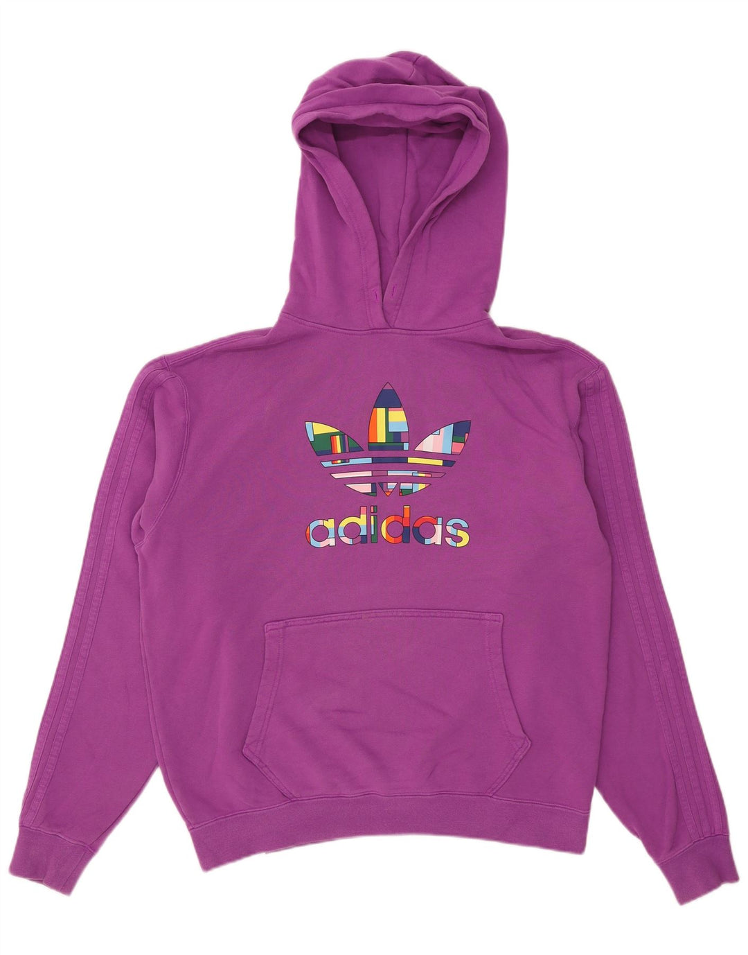 Maglione con cappuccio grafico oversize da uomo Adidas in cotone viola medio