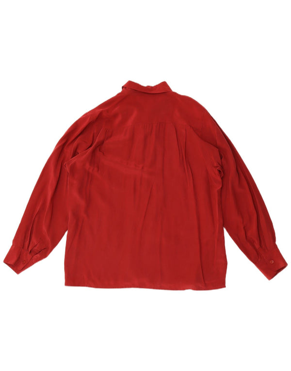 Camicetta camicia vintage da donna EU 44 XL marrone seta