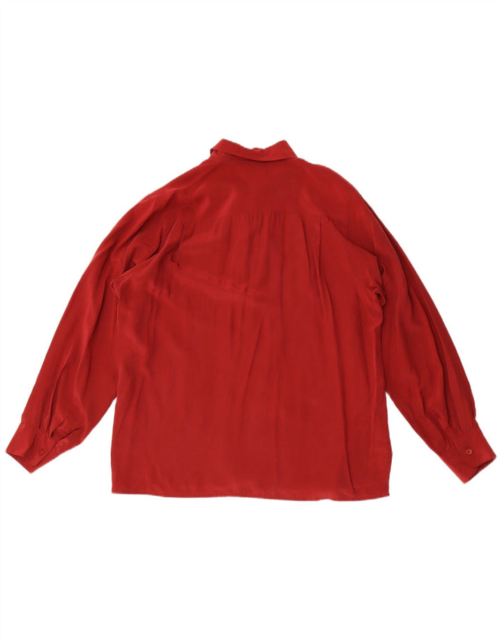 Camicetta camicia vintage da donna EU 44 XL marrone seta