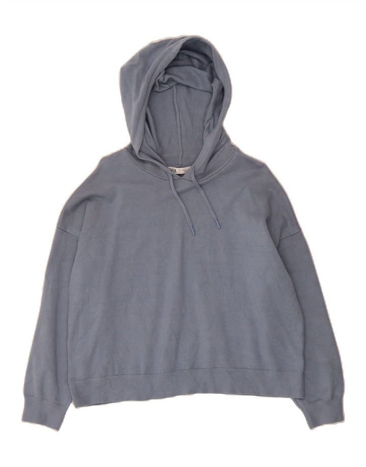 ZARA Womens Oversized Hoodie Jumper UK 10 Small Blue Viscose Vintage Zara and Second-Hand Zara from Messina Hembry 