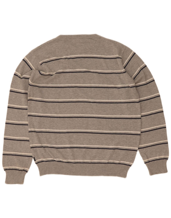 Gant Maglione da uomo girocollo in cotone a righe grigio medio