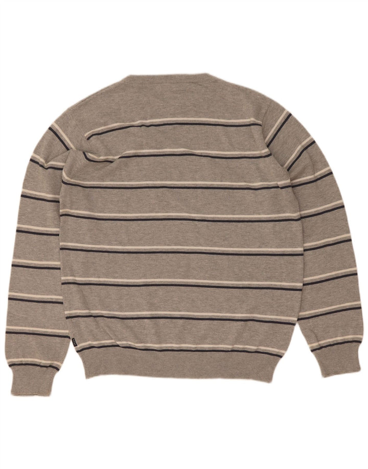 Gant Maglione da uomo girocollo in cotone a righe grigio medio