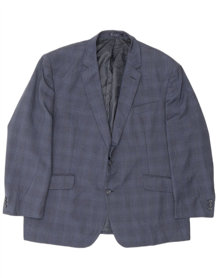 Giacca blazer da uomo a 2 bottoni Pierre Cardin UK 50 5XL blu navy a quadri