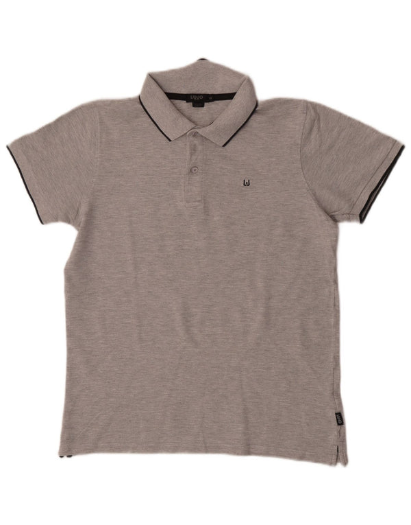 Liu Jo Mens Slim Fit Polo Shirt Medium Grey Flecked Cotton