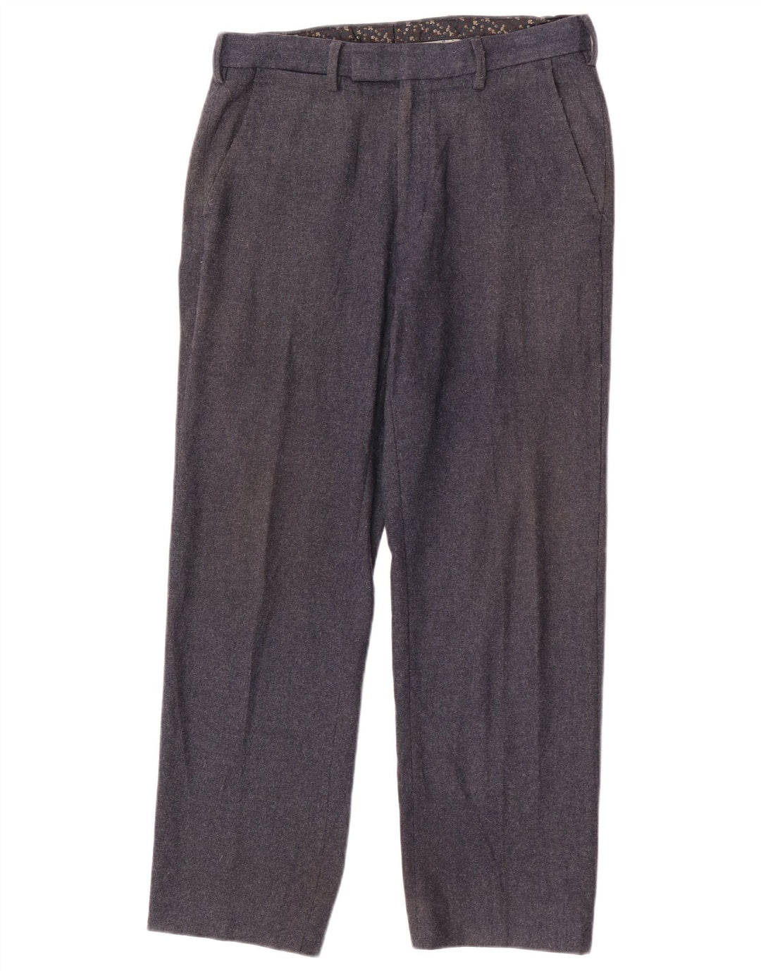 Pantaloni da abito dritti da uomo Marks & Spencer W30 L27 blu navy in lana