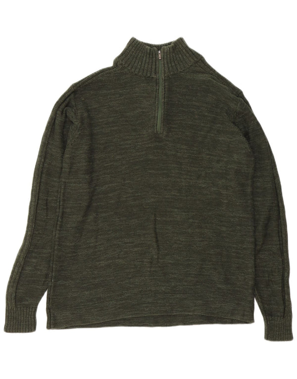 Maglione Columbia da uomo con zip e collo grande in cotone chiazzato verde