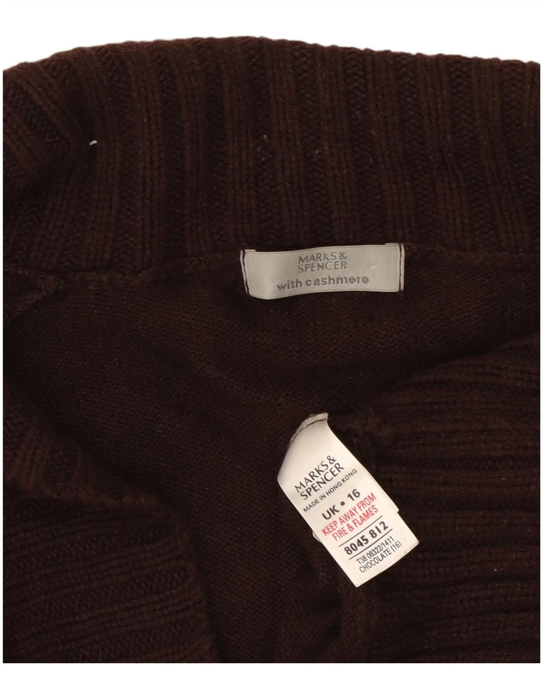 Maglione cardigan da donna Marks & Spencer UK 16 grande cotone marrone