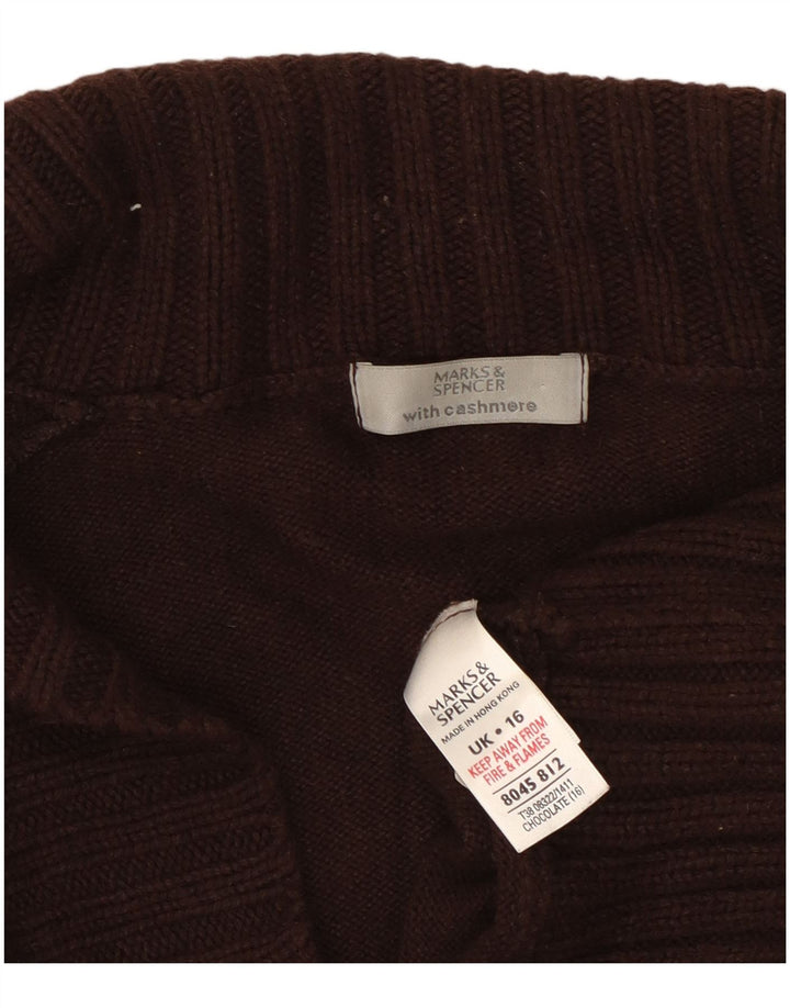 Maglione cardigan da donna Marks & Spencer UK 16 grande cotone marrone