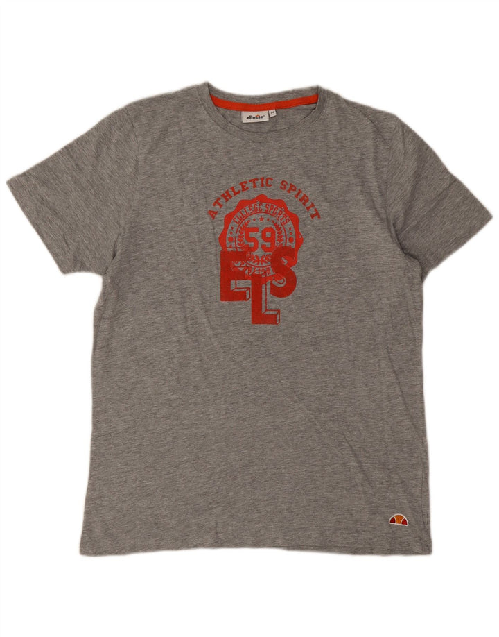 T-shirt grafica da uomo Ellesse Top in cotone chiazzato grigio medio