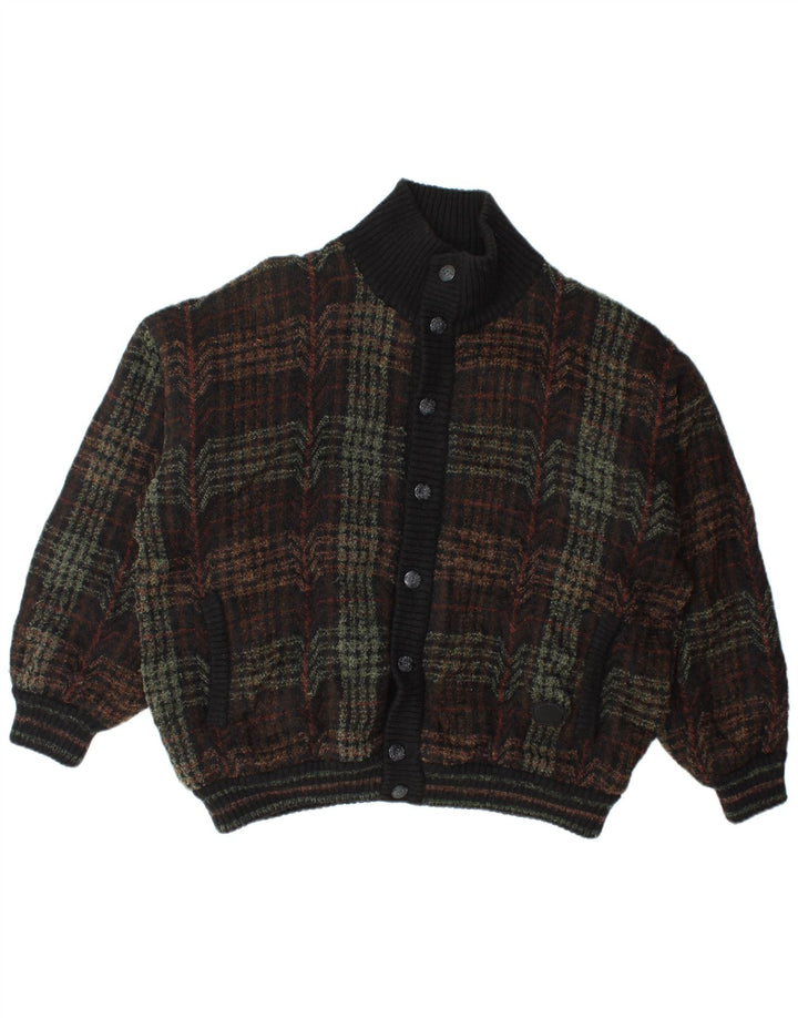 Giubbotto bomber in maglia da uomo Lancetti UK 40 Large Green Check