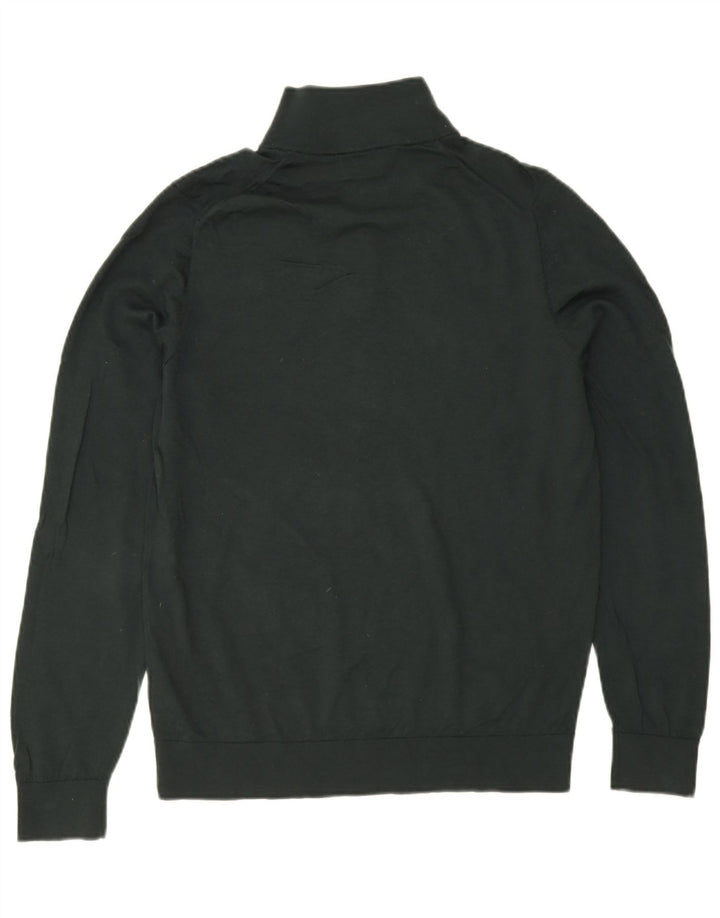 Massimo Dutti Maglione da uomo con zip e collo grande in lana merino verde