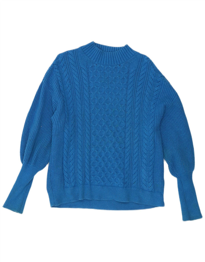 Maglione maglione a collo alto da donna Marks & Spencer UK 16 grande viscosa blu