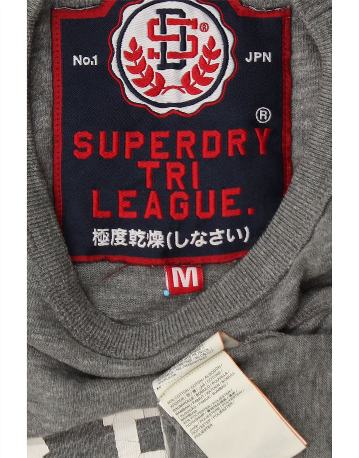 Top grafico da donna Superdry manica 3/4 UK 14 cotone grigio medio