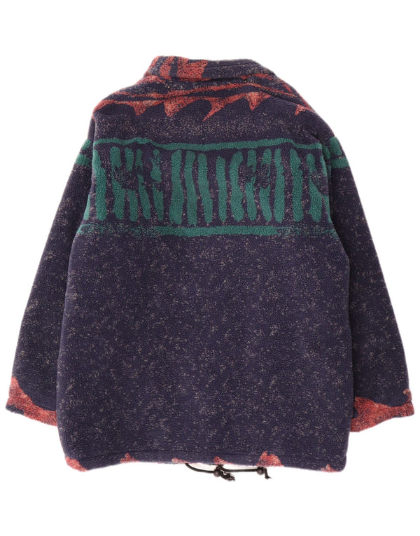 Giacca in pile vintage da uomo UK 38 media a righe blu navy