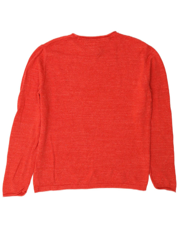 Maglione maglione oversize con scollo a barca da donna Tommy Hilfiger UK 6 XS rosso cotone