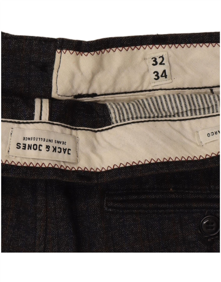 Pantaloni casual slim Marco da uomo Jack & Jones W32 L34 poliestere a quadri grigi