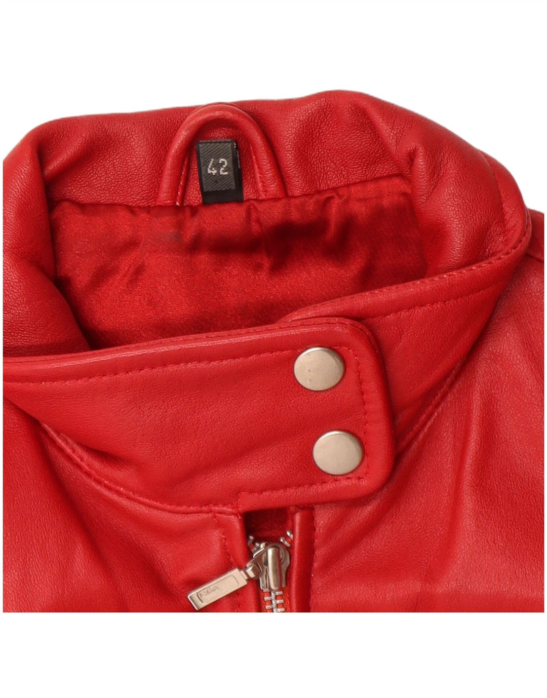 Giacca in pelle corta da donna vintage IT 42 in pelle rossa media