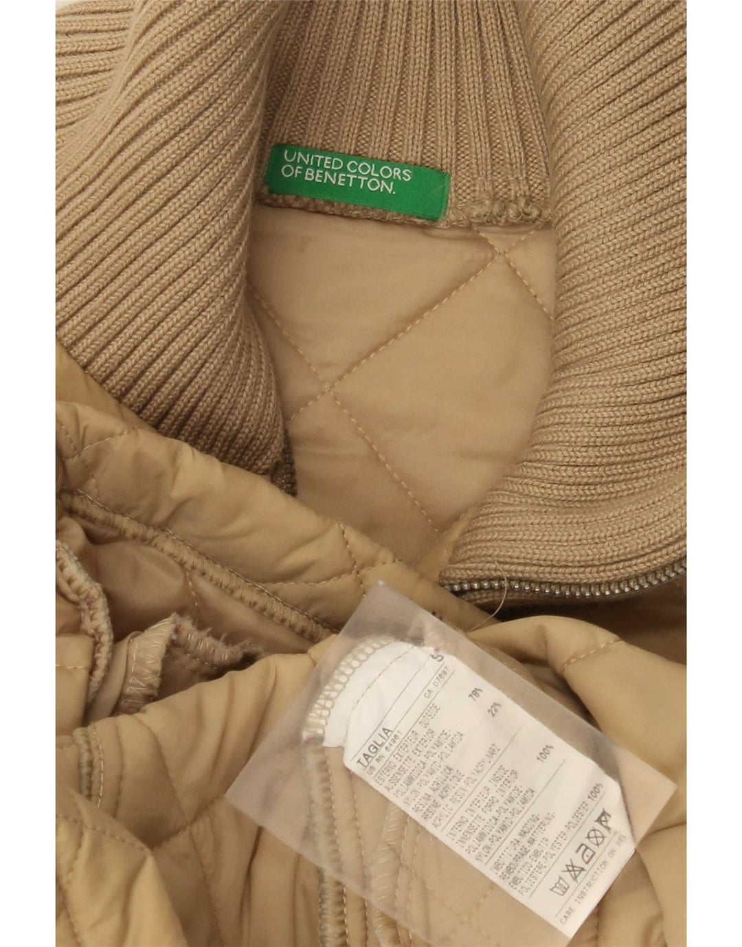Giacca trapuntata da donna Benetton UK 10 Small Beige Poliammide