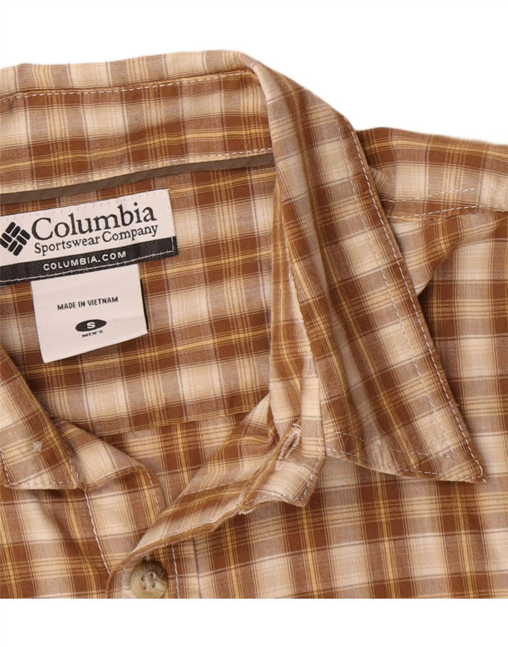 Camicia da uomo Columbia Small in cotone a quadri marroni