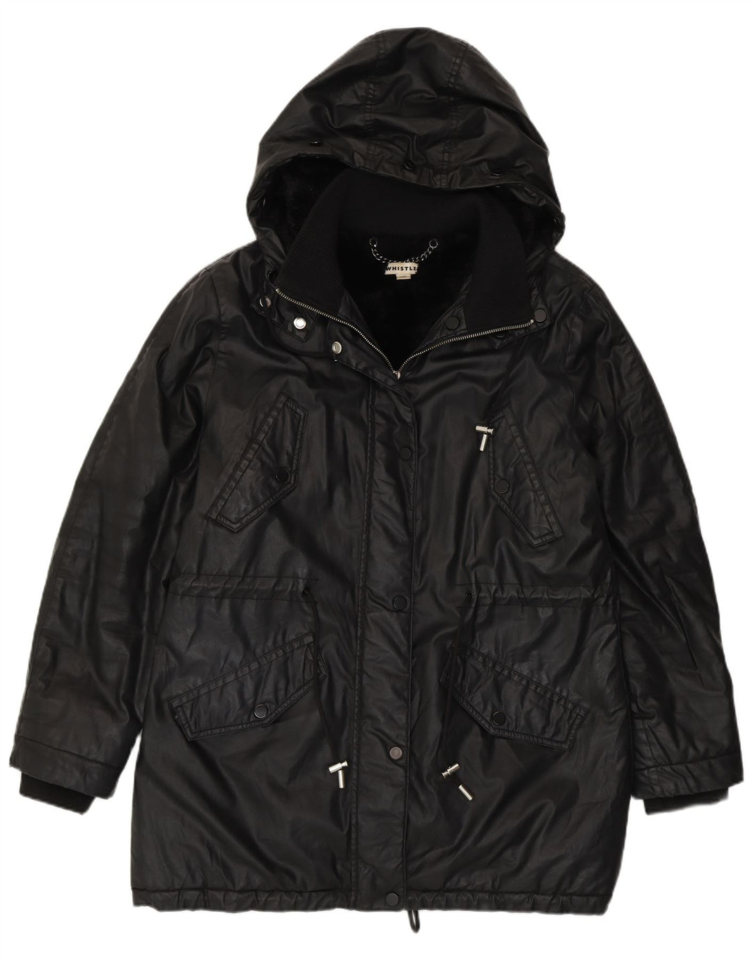 Giacca parka sherpa oversize da donna con cappuccio Whistle UK 10 piccola nera
