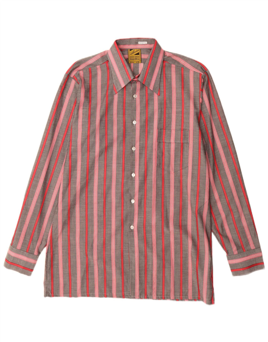 Camicia da uomo Bugelfrei taglia 40 cotone a righe grigio medio