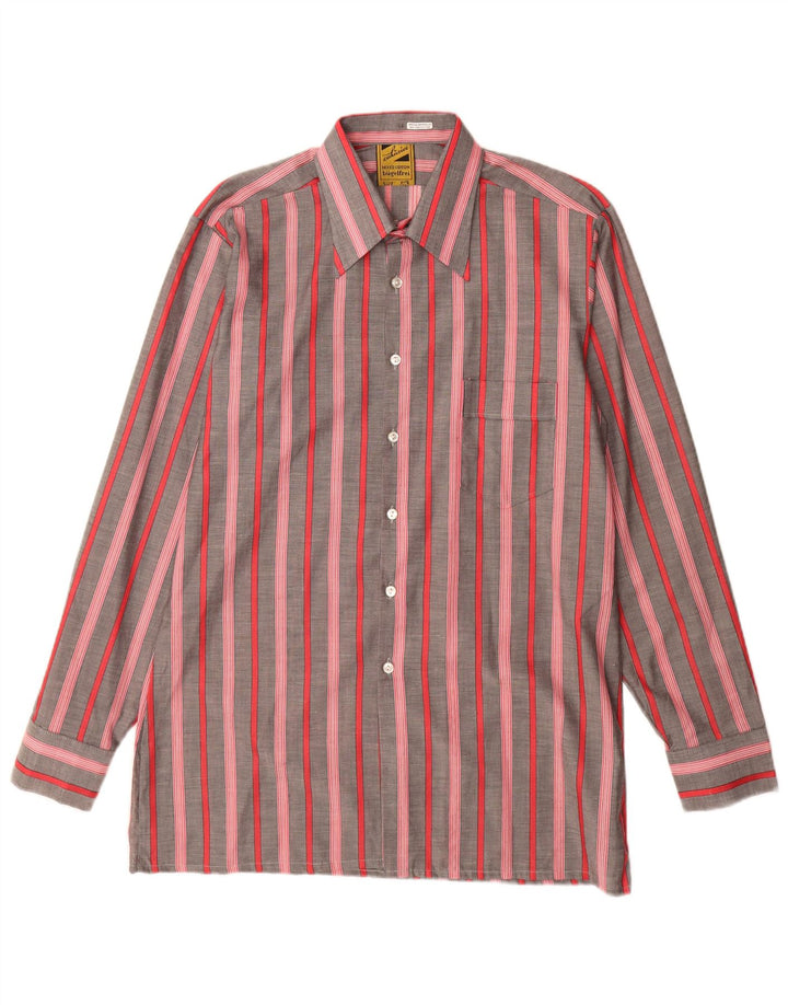 Camicia da uomo Bugelfrei taglia 40 cotone a righe grigio medio