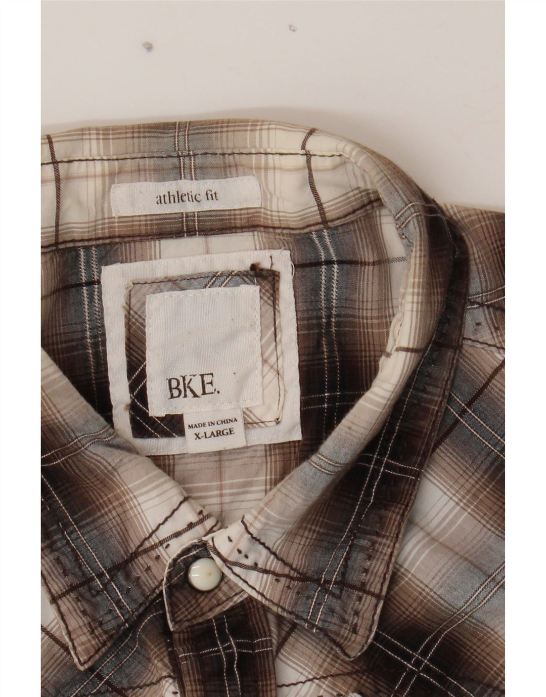 BKE Mens Athletic Fit  Shirt XL Brown Plaid Cotton Vintage BKE and Second-Hand BKE from Messina Hembry 