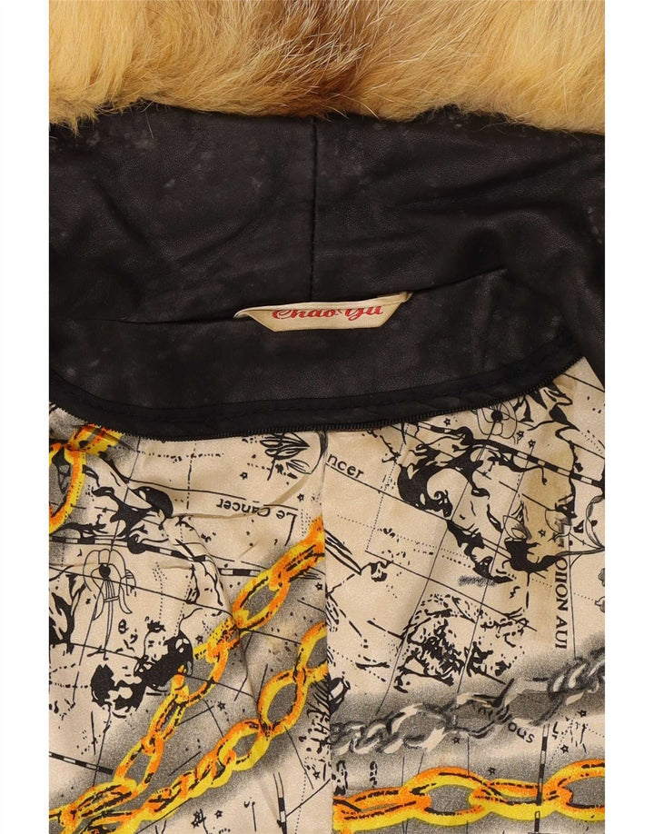 Giacca in pelle vintage da donna UK 12 media nera