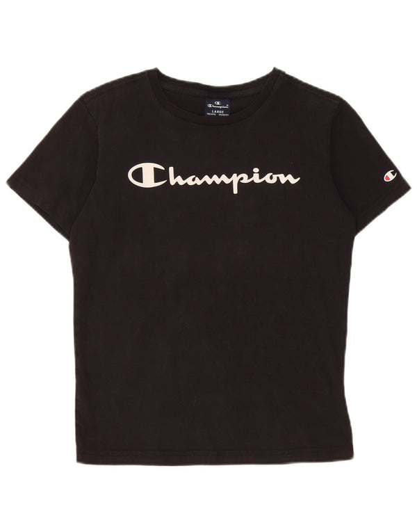 T-shirt grafica Champion da bambino, 11-12 anni, grande, cotone nero