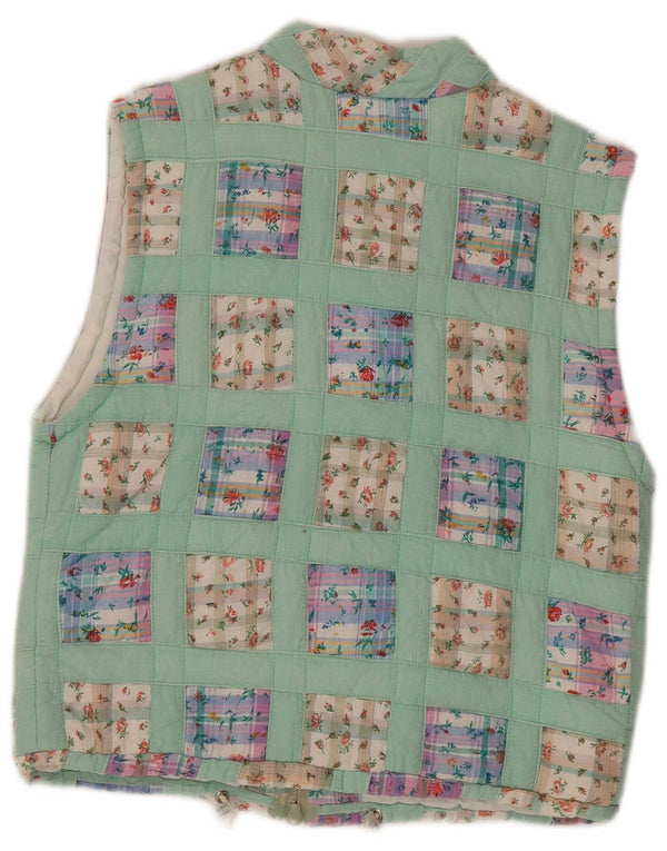 Gilet Donna Trissi IT 40 Cotone Patchwork Verde Medio