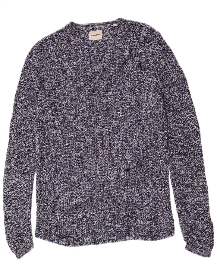 Maglione maglione girocollo da uomo Jack & Jones in cotone blu navy medio