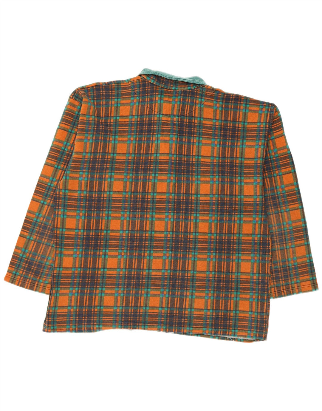 Felpa vintage da uomo con collo alto, maglione XL, motivo a quadri arancioni