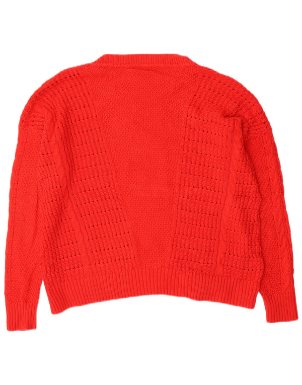 Maglione maglione con scollo a barca da donna Tommy Hilfiger UK 14 cotone rosso medio