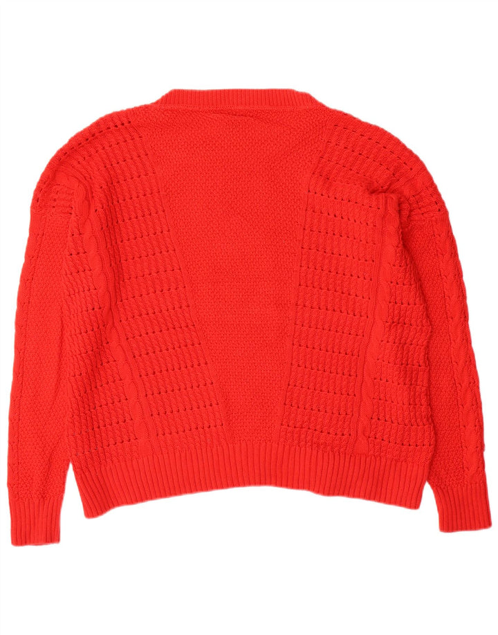 Maglione maglione con scollo a barca da donna Tommy Hilfiger UK 14 cotone rosso medio