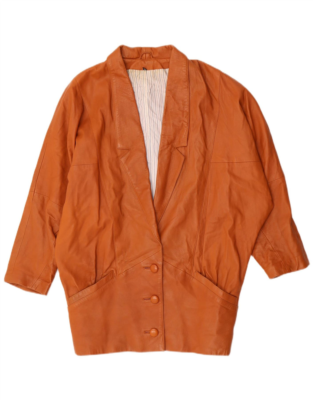 Cappotto vintage in pelle di pipistrello da donna EU 36 piccolo marrone