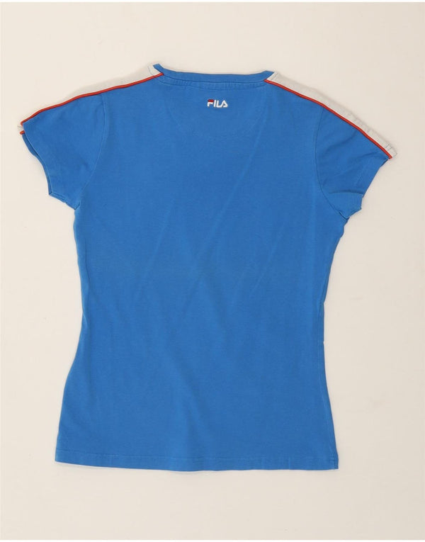 Maglietta grafica da donna Fila Top UK 8 Small in cotone blu