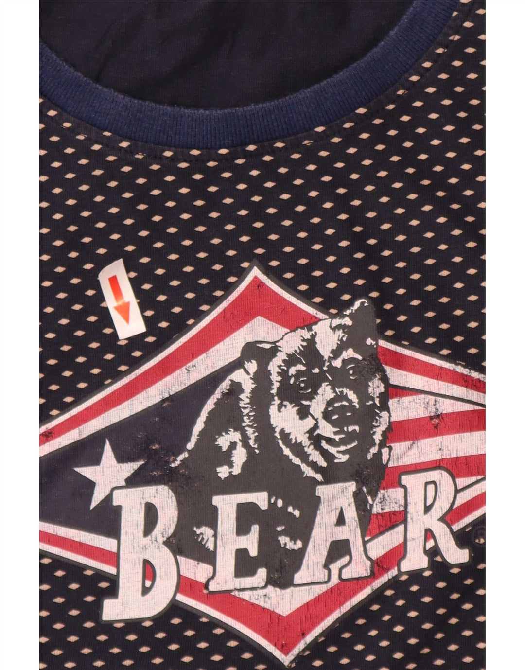T-shirt grafica da uomo Bear Top grande in cotone maculato blu navy