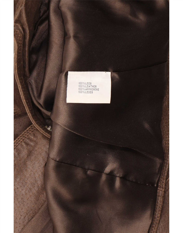 Giacca blazer in pelle da donna a 2 bottoni Paco UK 16 grande marrone