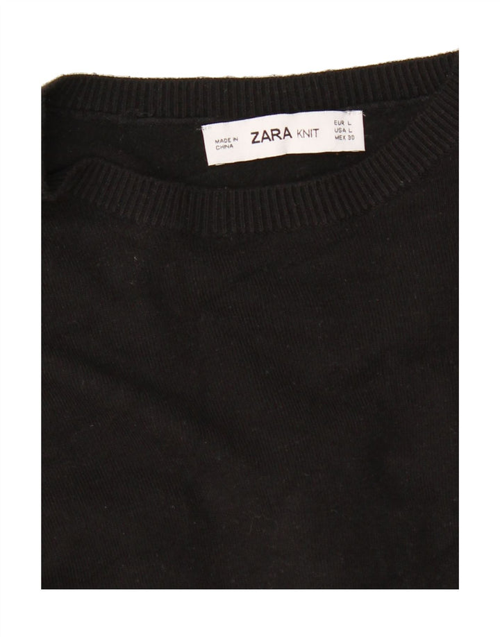 ZARA Womens Boat Neck Jumper Sweater UK 16 Large Black Vintage Zara and Second-Hand Zara from Messina Hembry 