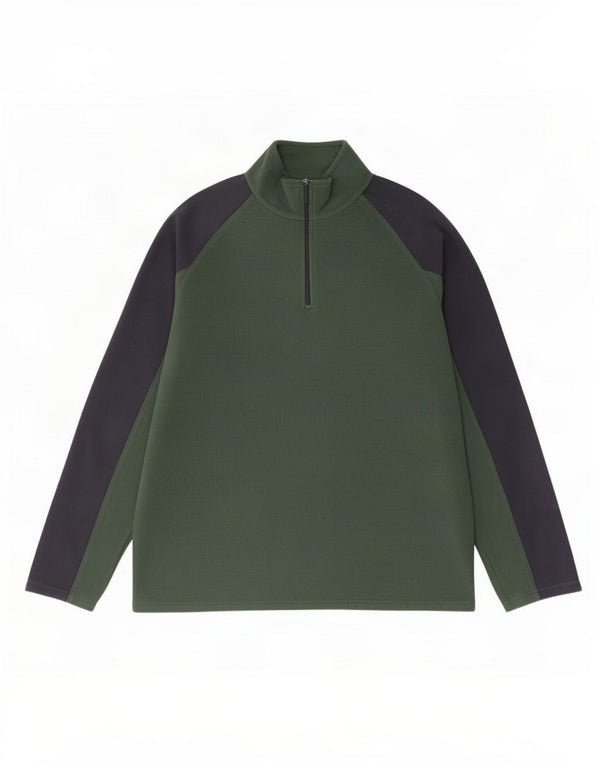 Mountain Warehouse Mens Zip Neck Fleece Jumper XL Green Colourblock